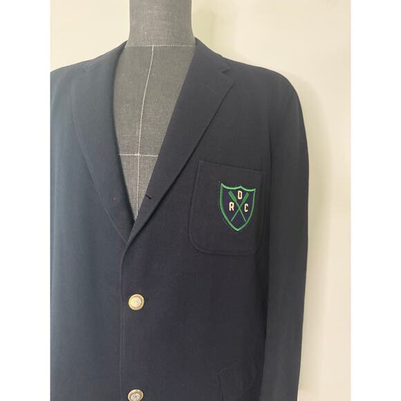 Vintage Dartmouth Rowing Club Sport Coat Jacket Navy Green Gold Size 44 JL - Picture 2 of 15